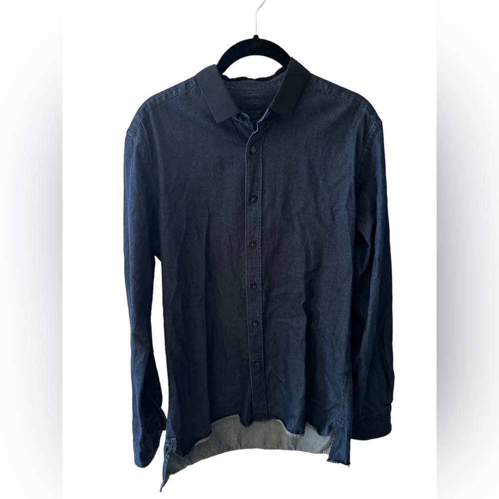 Lanvin men’s cotton button down shirt with silk like collar size medium